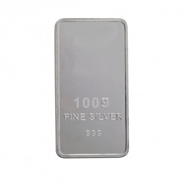 24K 100 Gram Sterling Silver Bar (999 Purity)